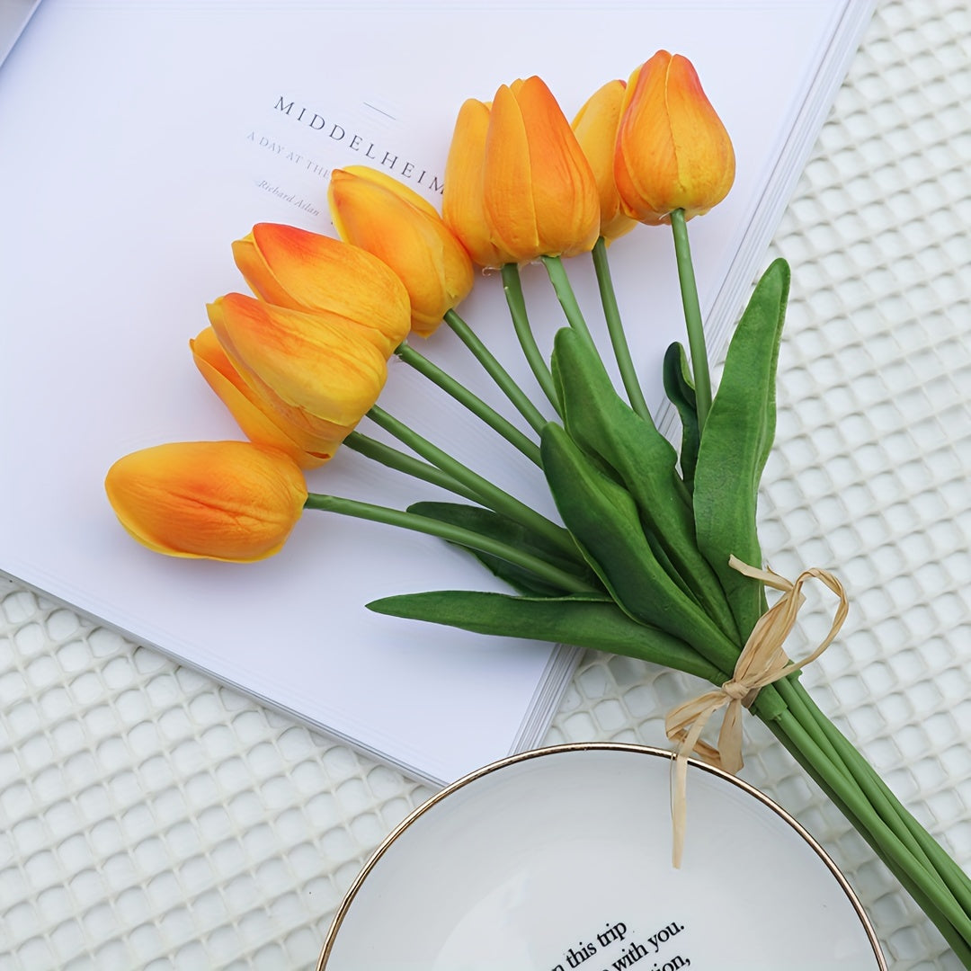 Sun'iy tulip gullari to'plami 9, 18 yoki 27 dona, uy ofisi bezatish, to'ylar, partiyalar, sovg'alar uchun