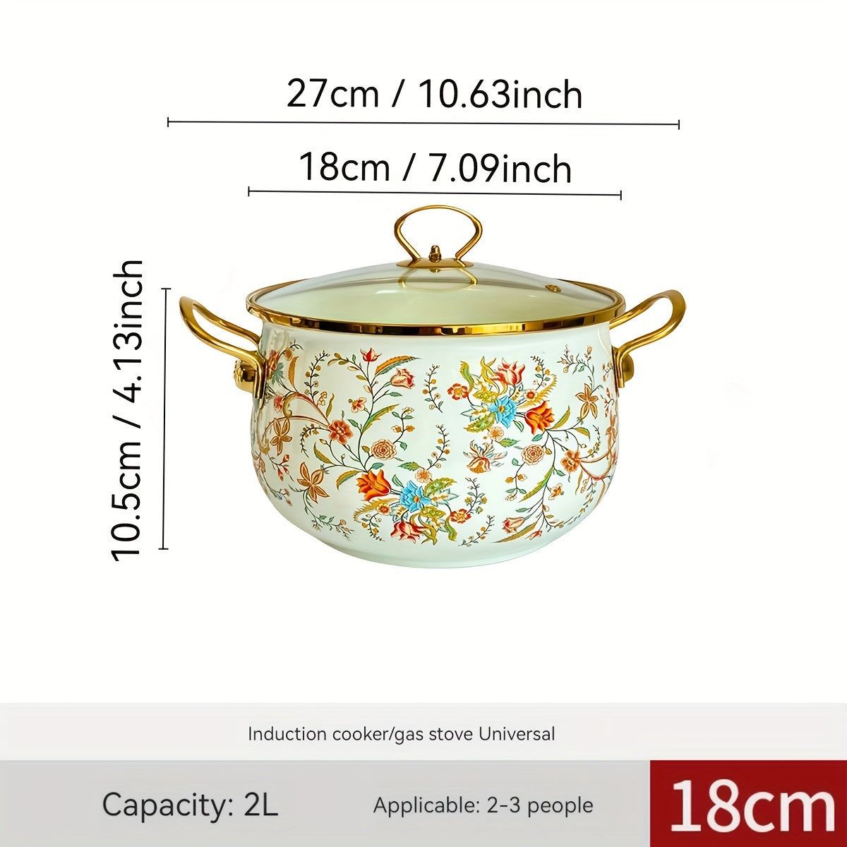 Enamel Saucepan 1 Piece Thick Enameled Pot for Stews Soups and Serving