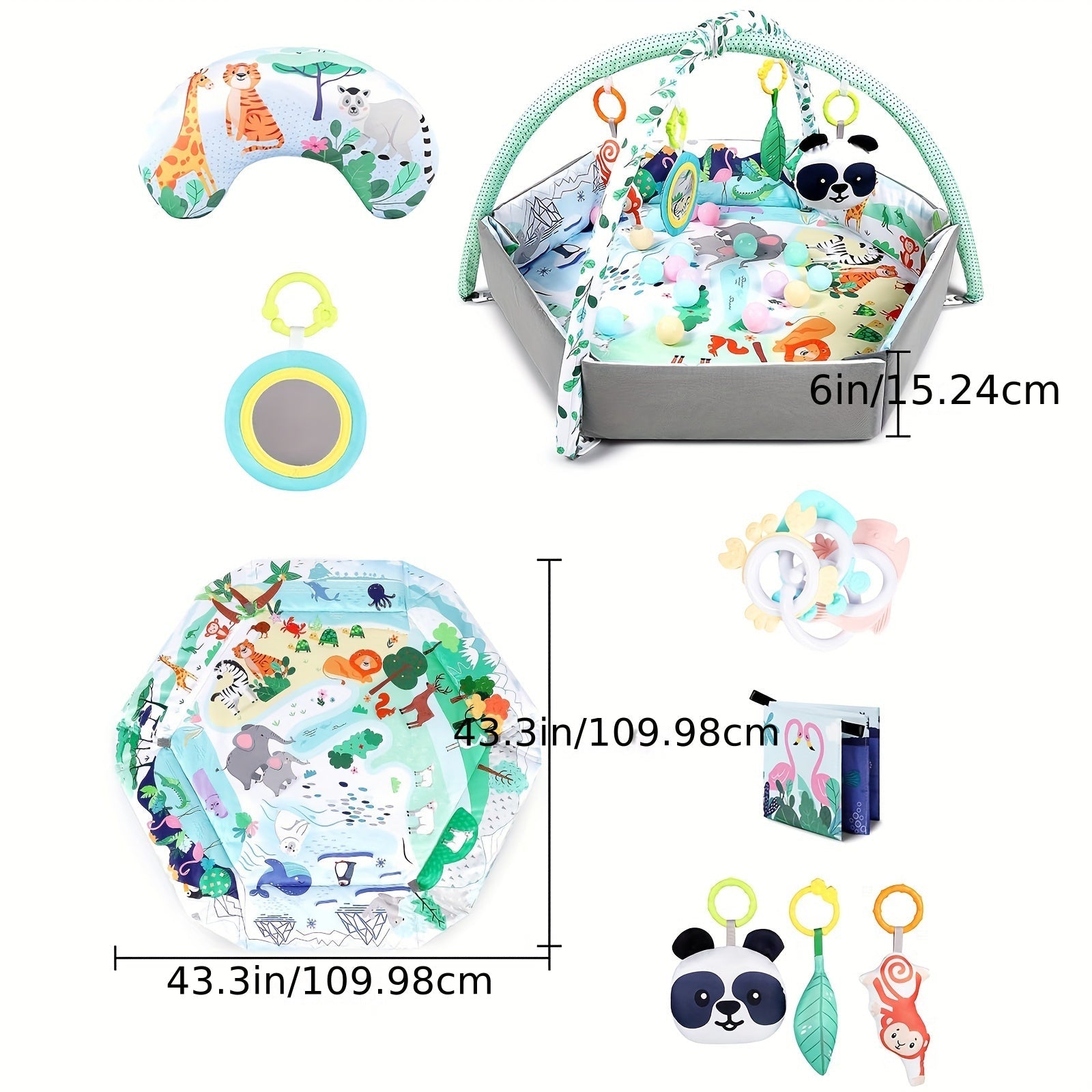 Baby Play Mat Set with Activity Gym Sensory Toys and Ball Pit for Infants 0-3 Years