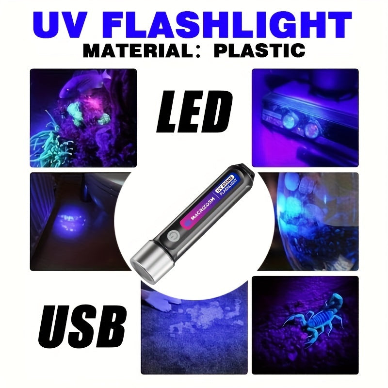 UV LED Flashlight for Inspection and Detection USB Rechargeable Lithium Battery
