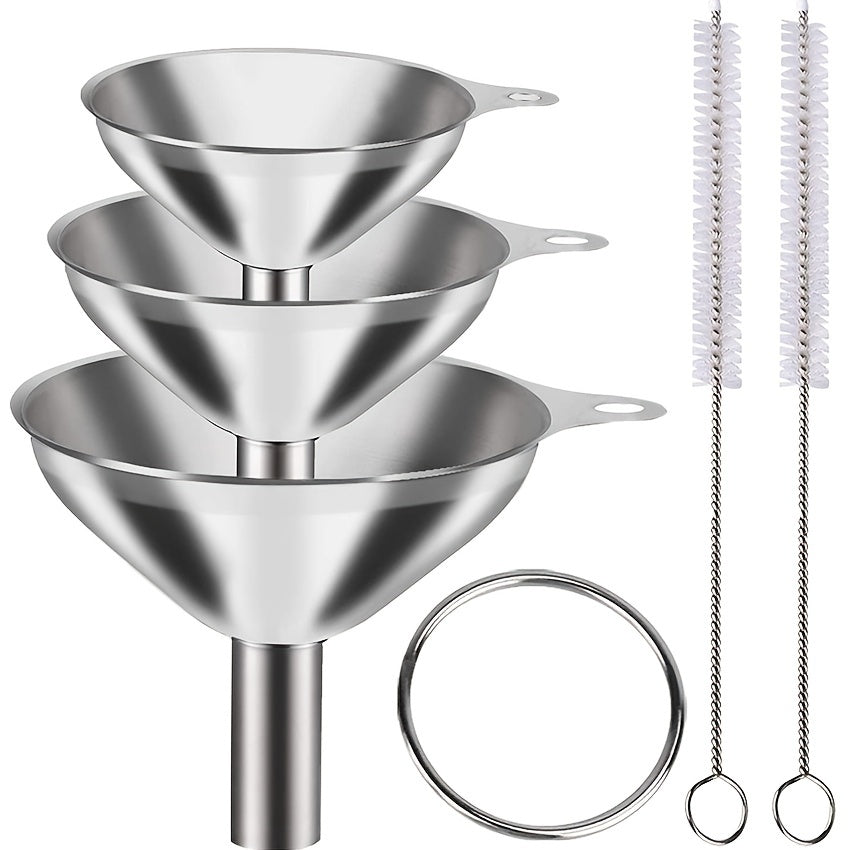 Kitchen Utensil Set with Oil Funnel, Wine Strainer, Dispenser and Hanger