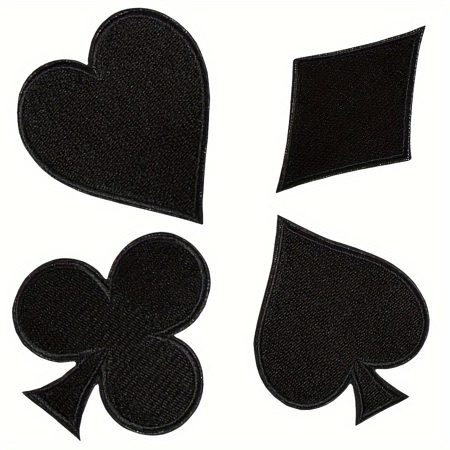 Set of 24 Iron-On Halloween Costume Patches Embroidered Polyester Red Black Hearts Spades Clubs