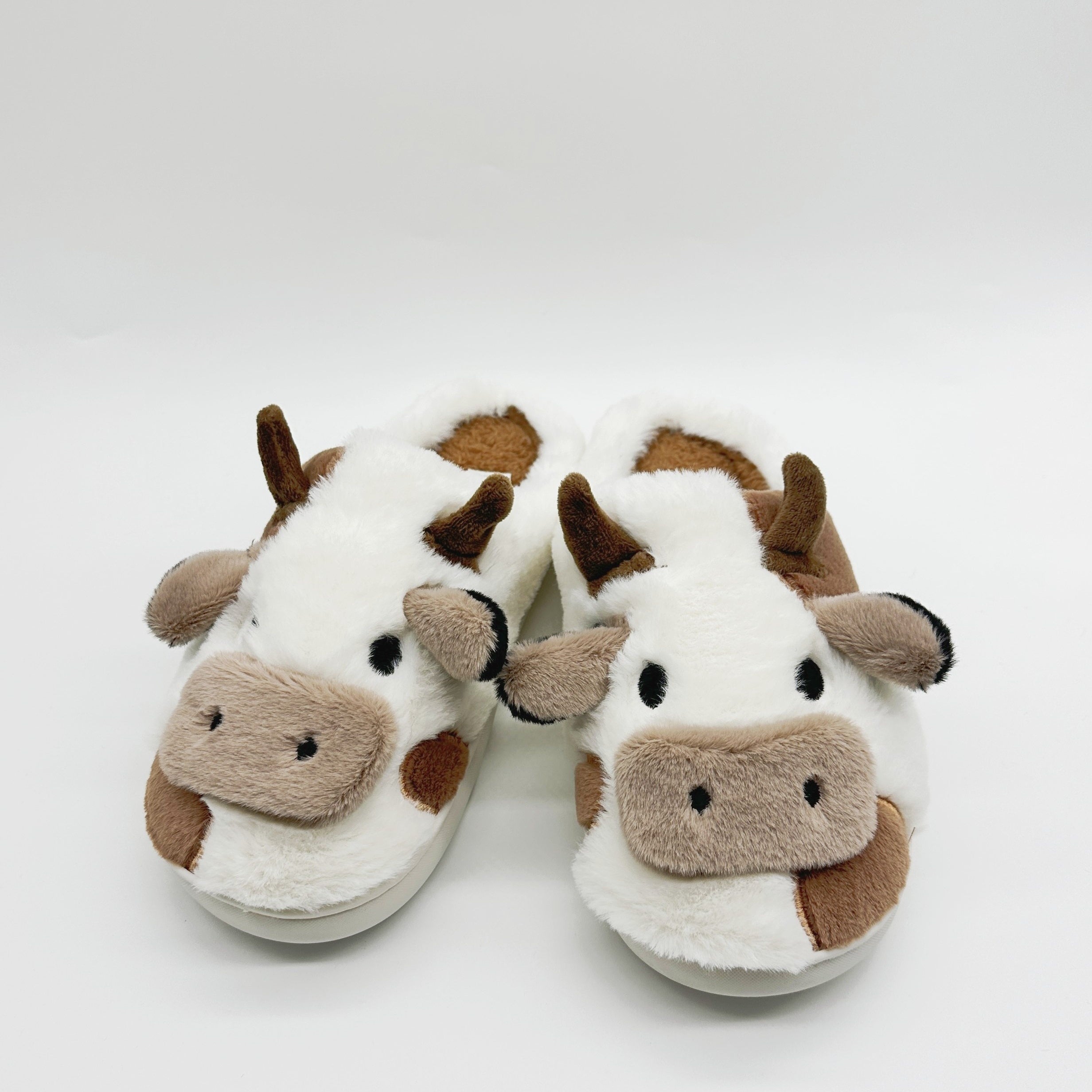 Women's Kawaii Cow Shaped Plush Cozy Non-Slip House Slippers