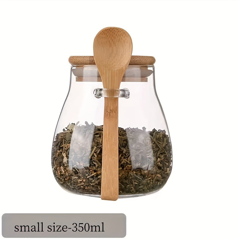 Glass Jar with Bamboo Lid, Leak-Proof, Reusable, 3 Sizes for Coffee Tea Grains