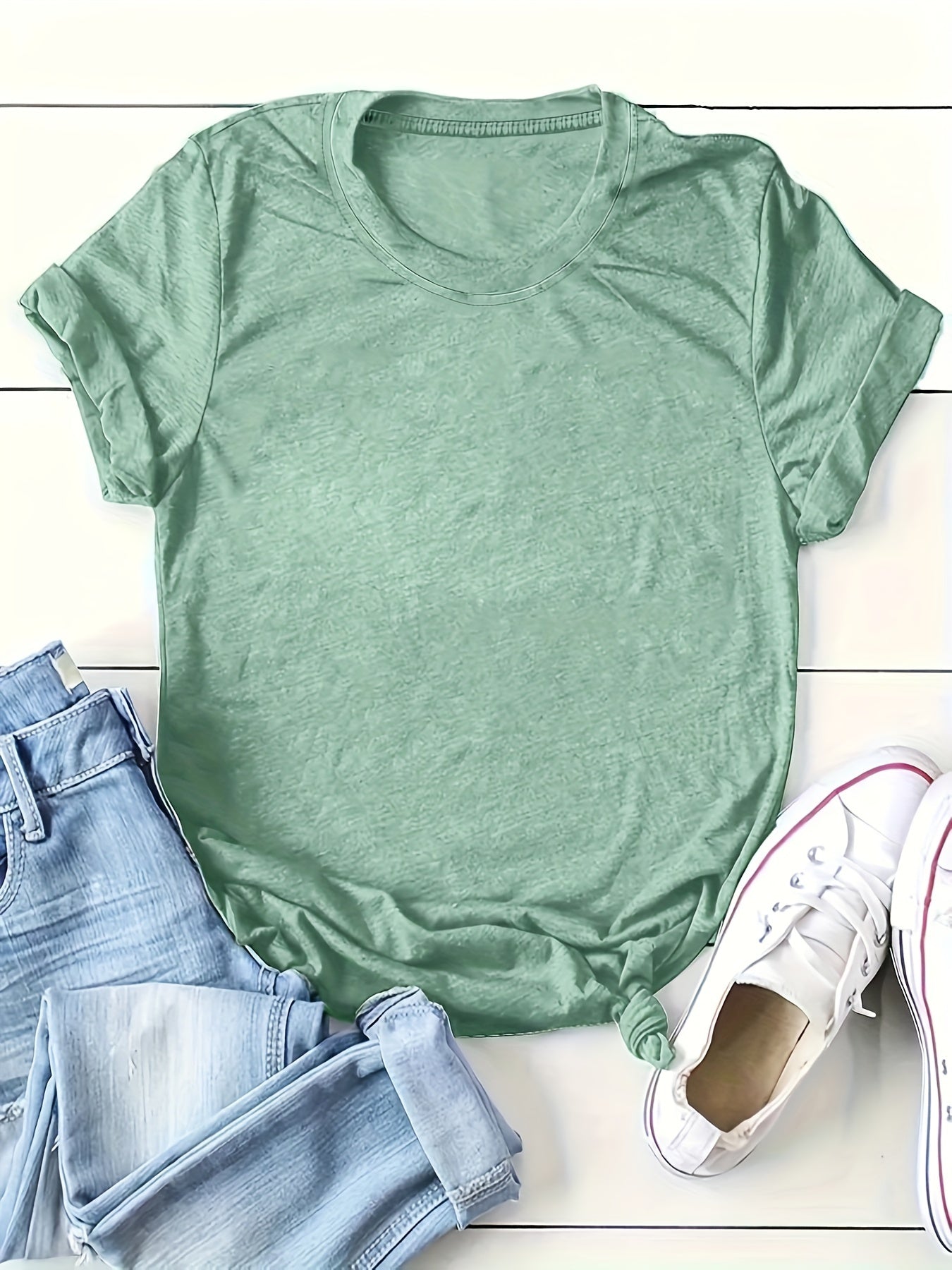 Pack de 3 camisetas casuales de manga corta para mujer, colores sólidos, punto transpirable