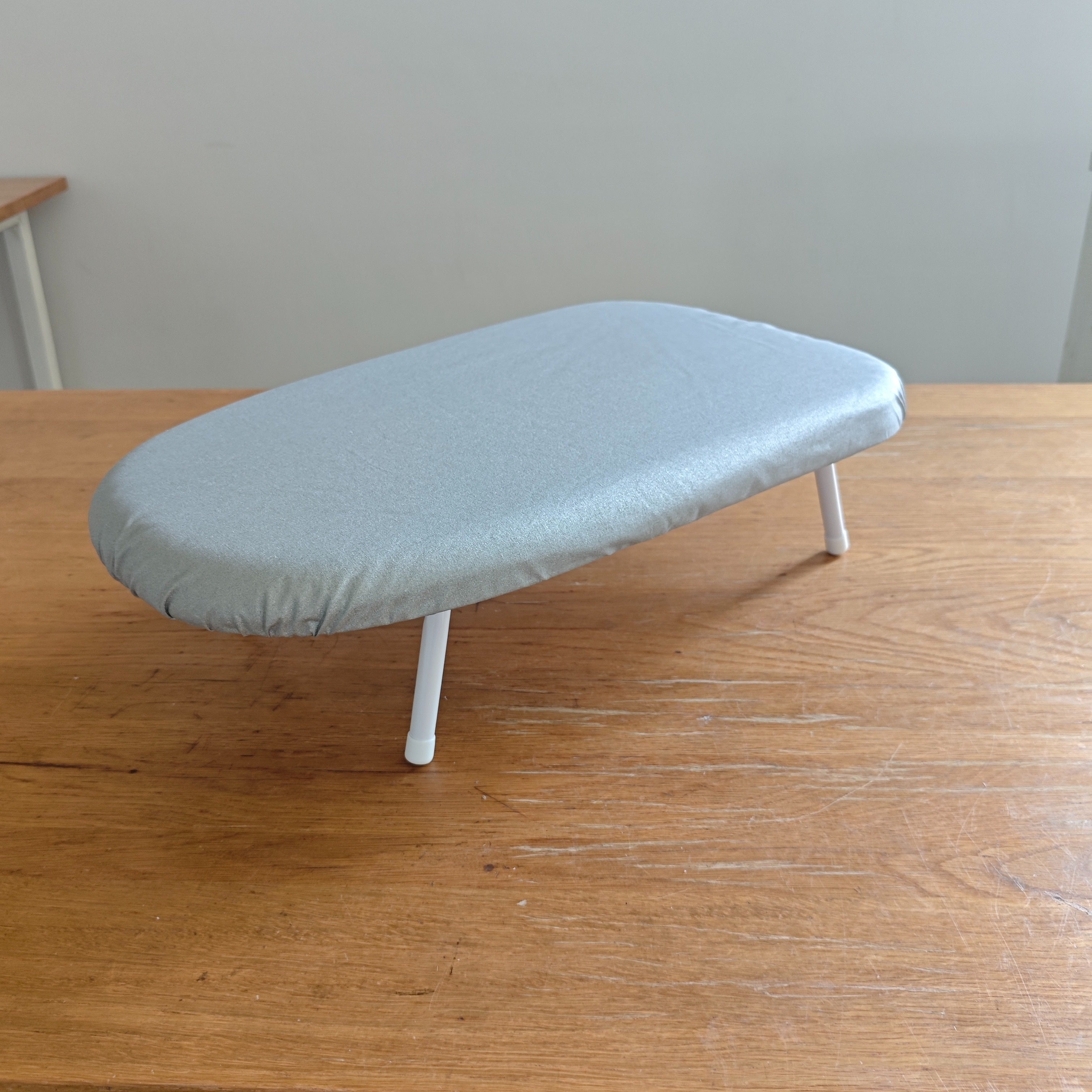 Pink and White Herringbone Foldable Ironing Board with Compact Surface