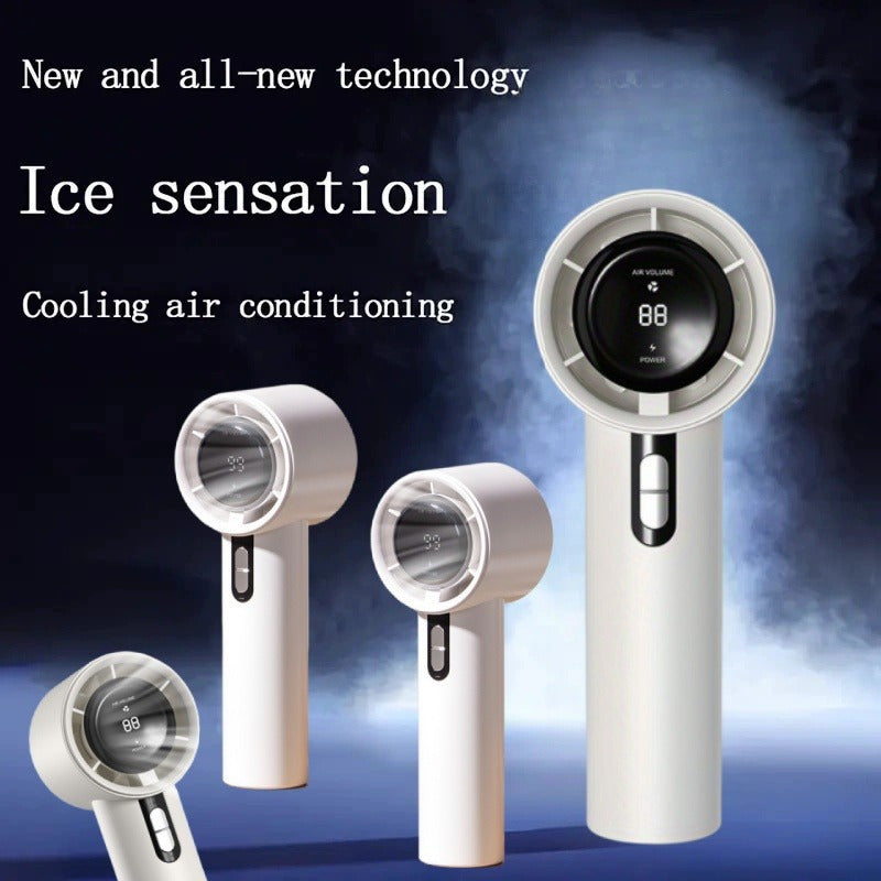 Rechargeable handheld fan with USB charging LCD display durable for research and travel