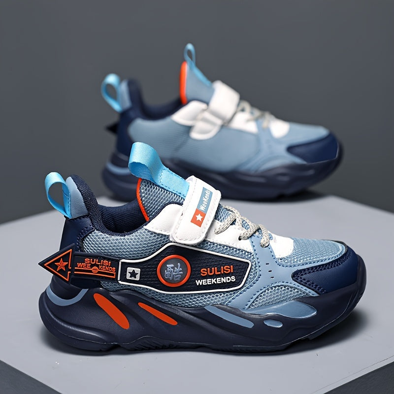 Детские спортивные кроссовки для мальчиков и девочек, дышащие сетчатые повседневные беговые туфли с застежкой-липучкой и подошвой из ЭВА