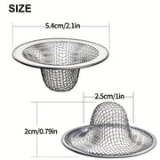 Stainless Steel Mesh Sink Strainer Set for Bathroom Hair and Debris, 6 Pieces