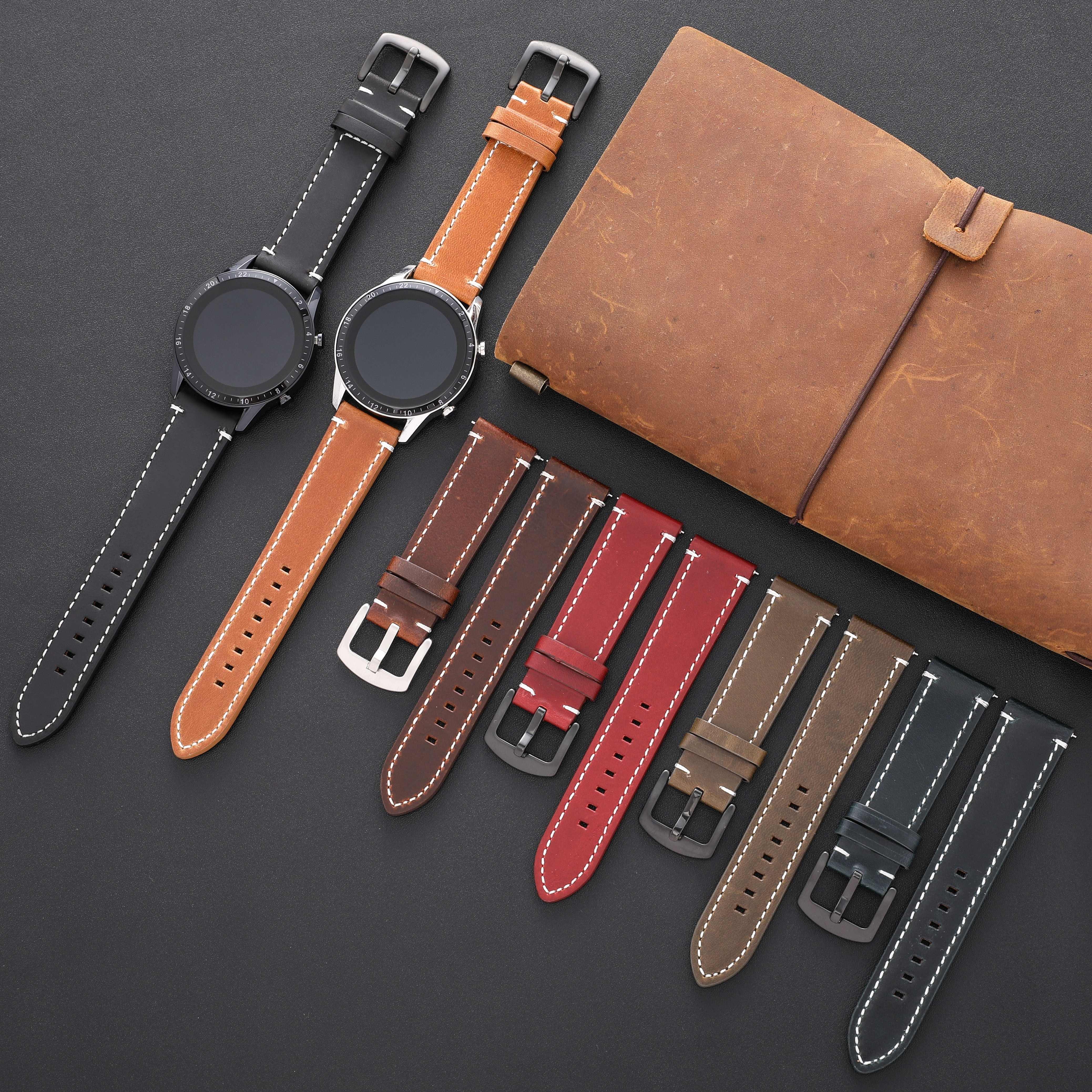 Retro Cow Leather Watch Band 20mm 22mm 24mm with Quick Release Buckle