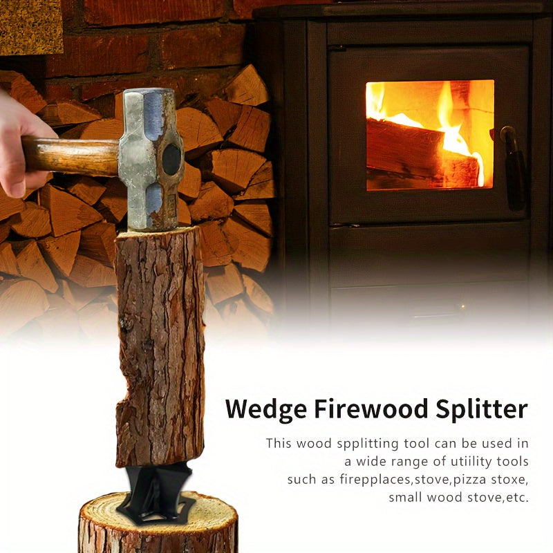 Portable Cast Iron Firewood Splitter with Storage Bag for Logs and Kindling