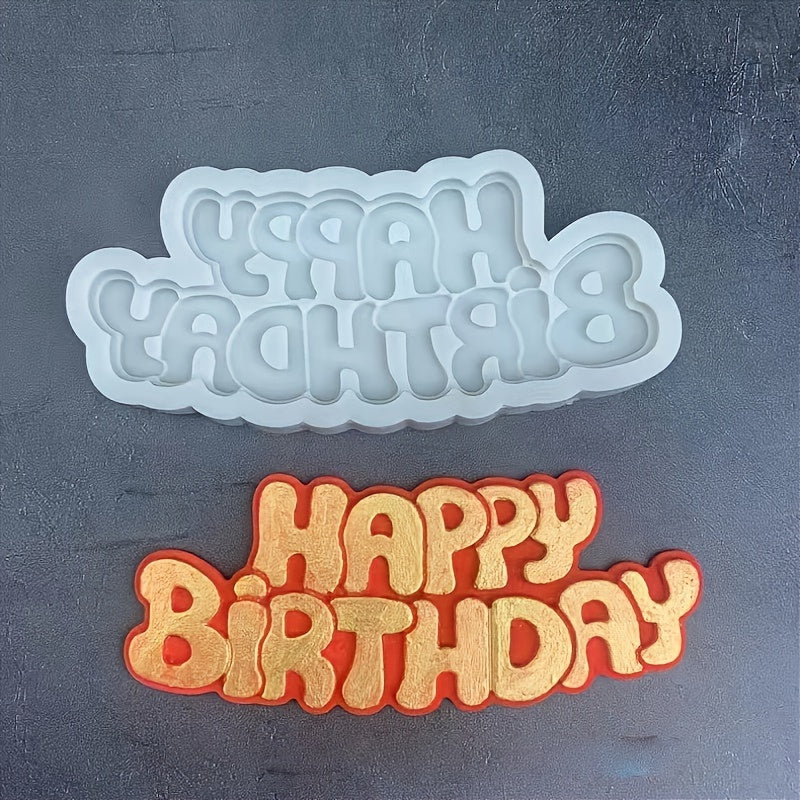 Happy Birthday Silicone Mold for Fondant, Chocolate, Gummy, Soap, Candle, 3D Shape