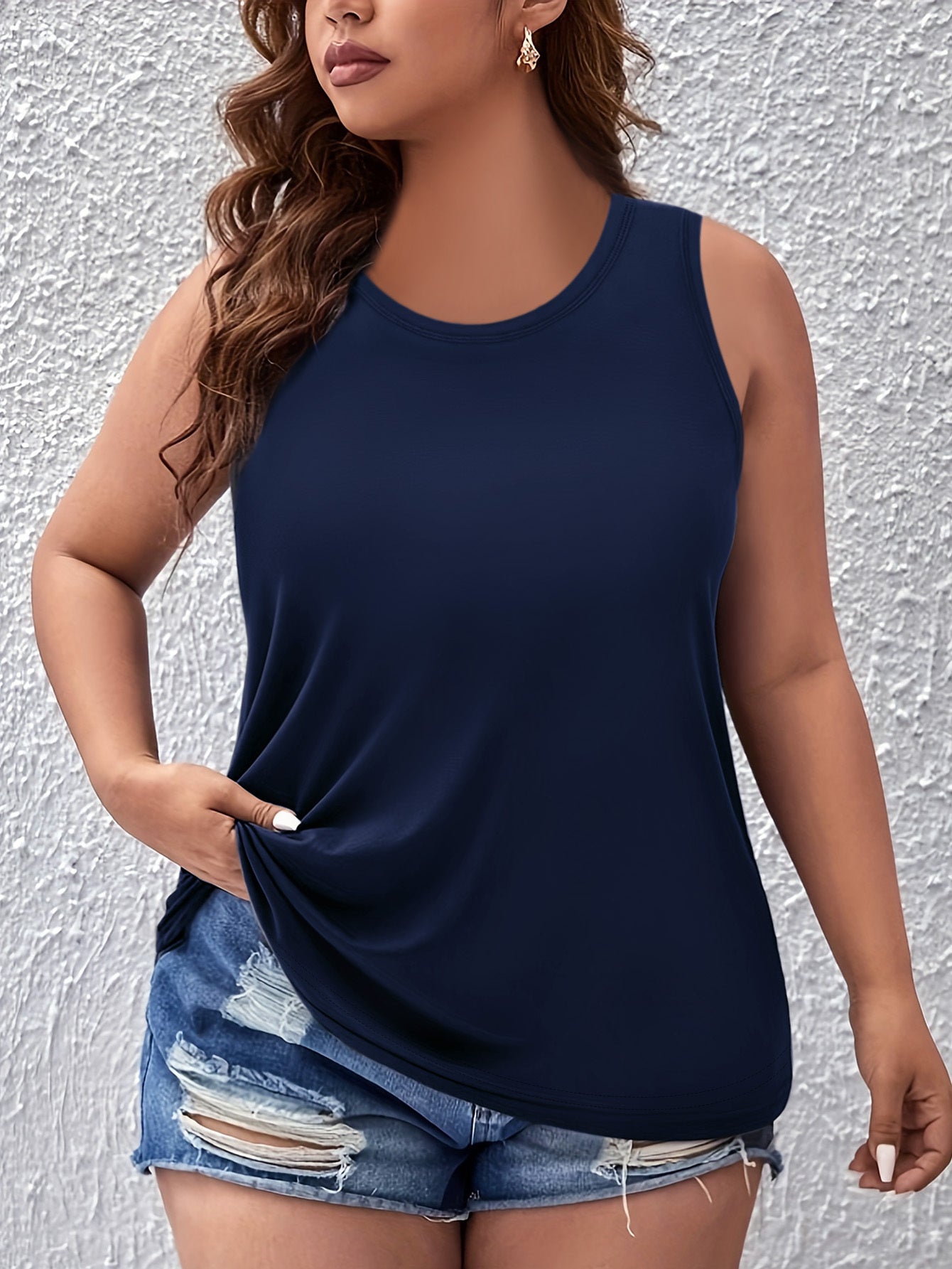 Женская безрукавка-майка цвета морской волны из полиэстера, повседневная, с круглым вырезом