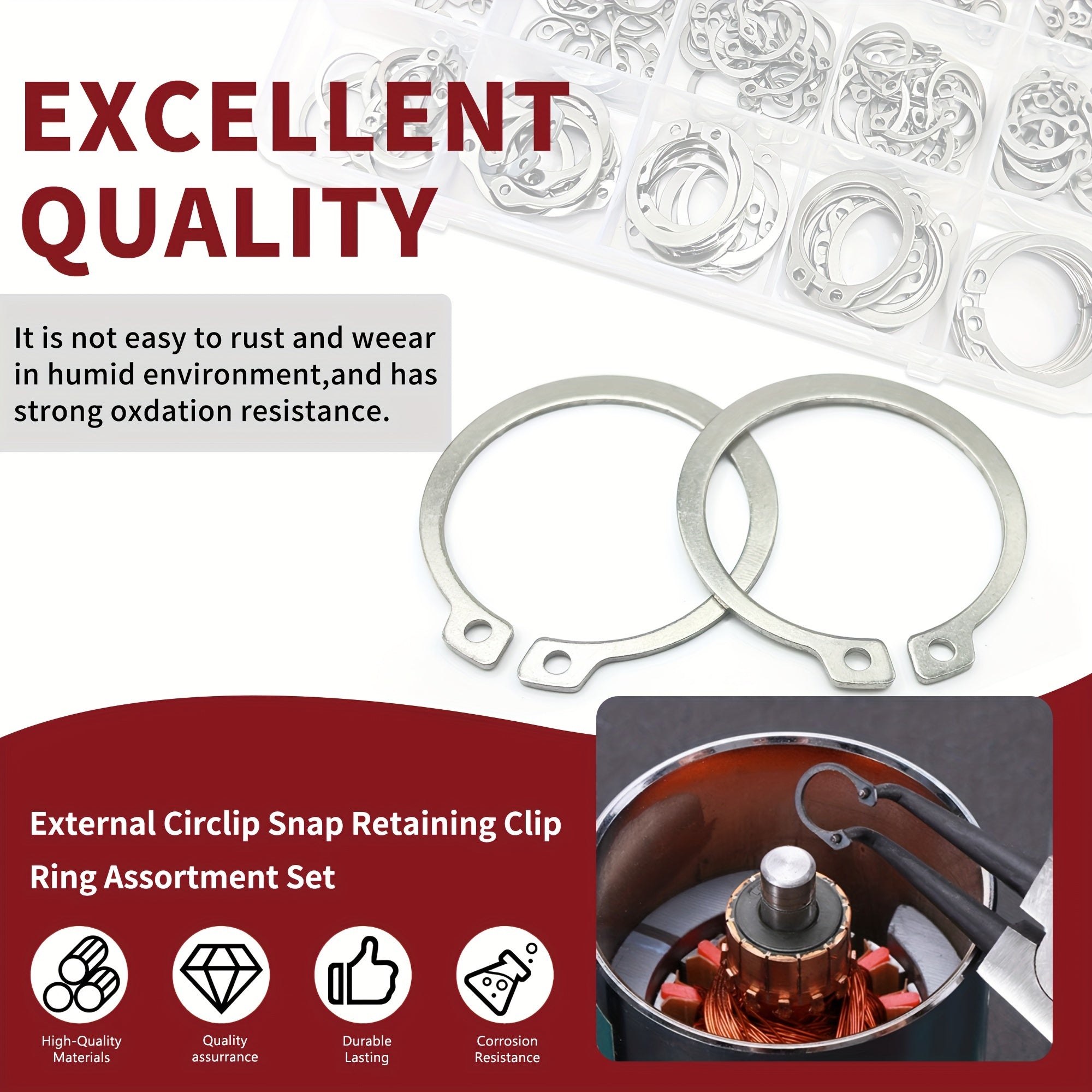 225-компонентный набор внешних стопорных колец из нержавеющей стали для сборки вала M3-M25