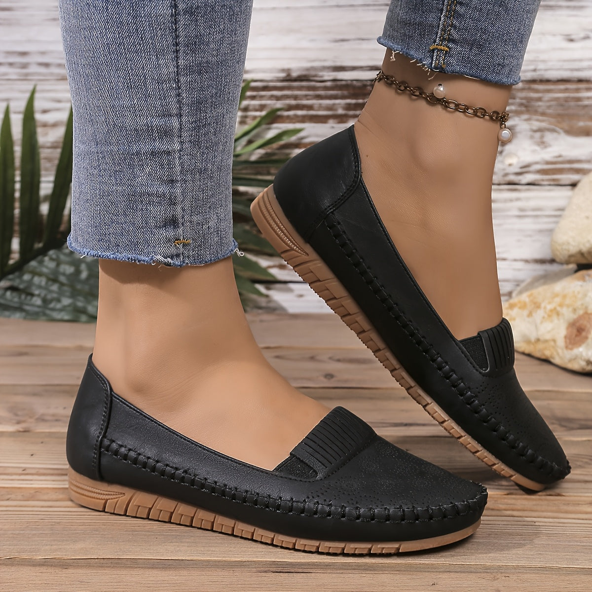 Women's Casual Slip-On Flats Faux Cover Upper Soft Fabric Lining