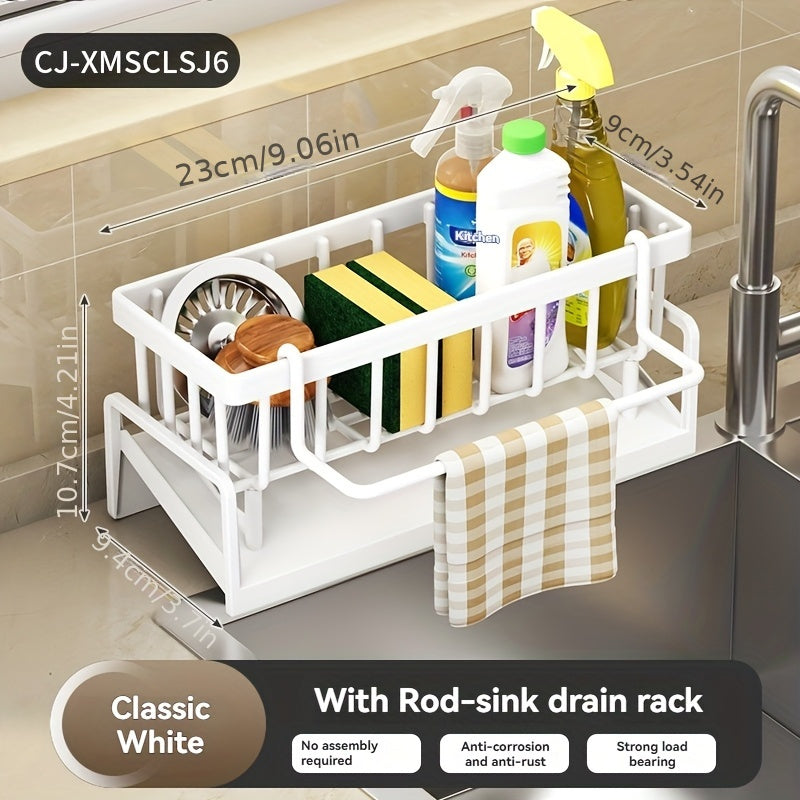 Multi-Functional Kitchen and Bathroom Sink Organizer for Soap Sponges Towels
