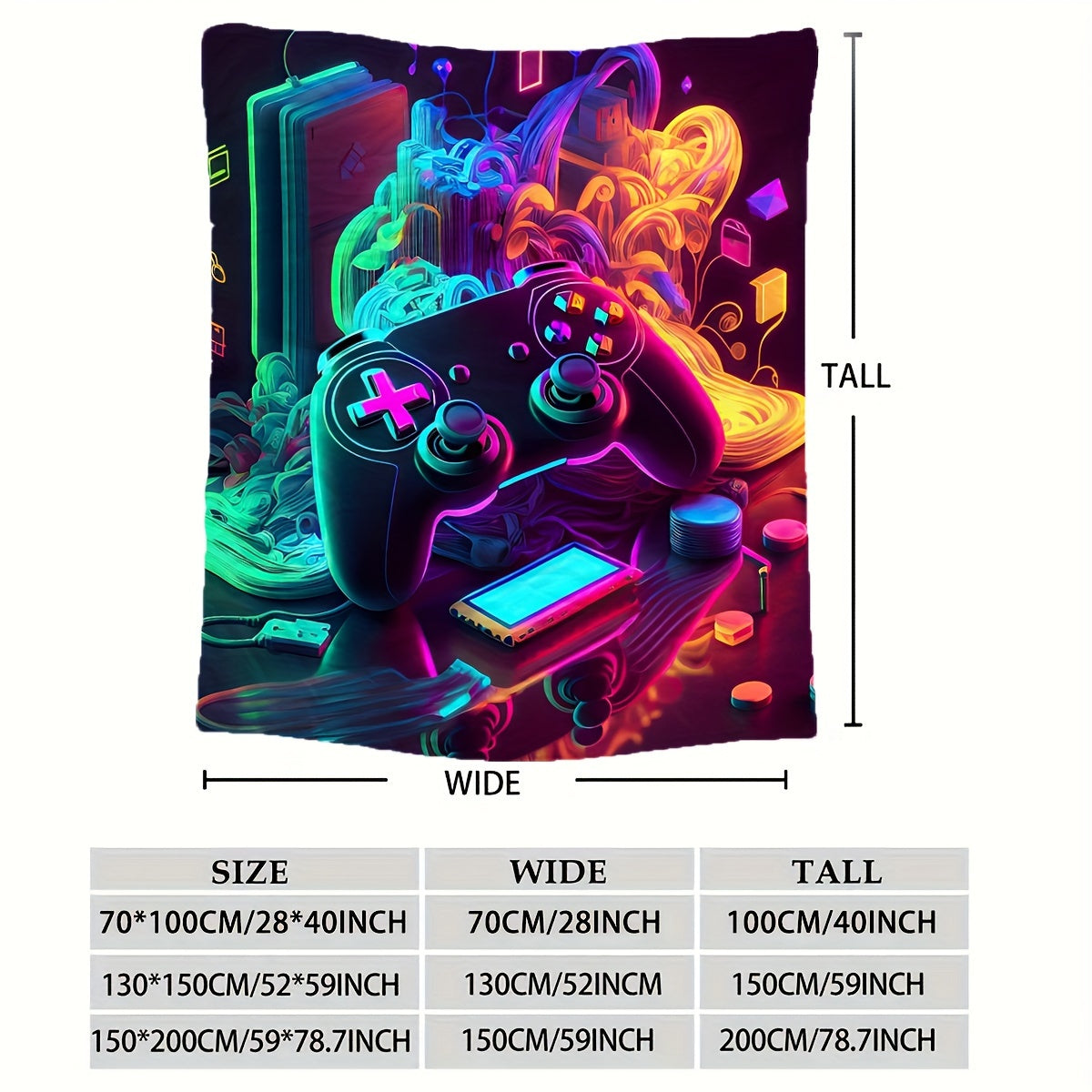 Gamepad Printed Flannel Blanket for Kids and Adults Soft Warm Travel Sofa Bed Decor