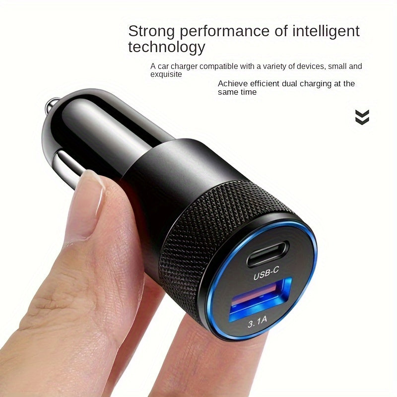 Car Phone Charger Aluminum Alloy Fast Charging USB PD for Mobile Devices