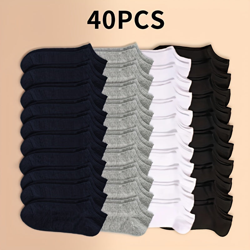 Women’s Crew Ankle Socks 10/20/40 Pairs Breathable Solid Cotton Polyester