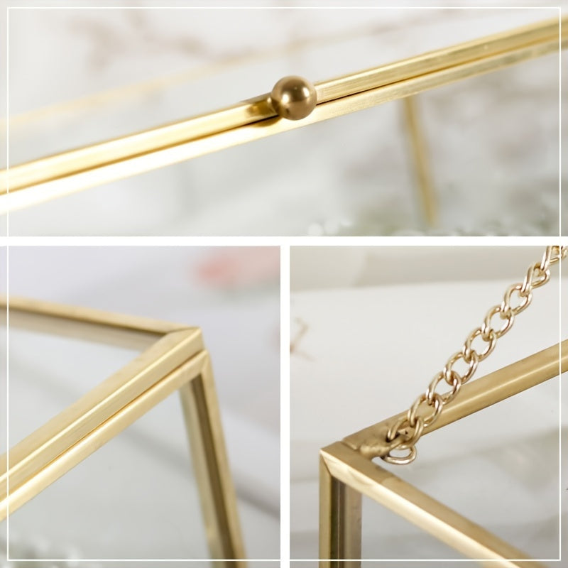 Прямоугольная стеклянная шкатулка для украшений с 1 отделением для браслетов, ожерелий и помад