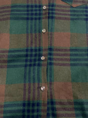 Plus Size Women's Plaid Button-Up Shirt Casual Long Sleeve Checkered Blouse Blue Brown Black