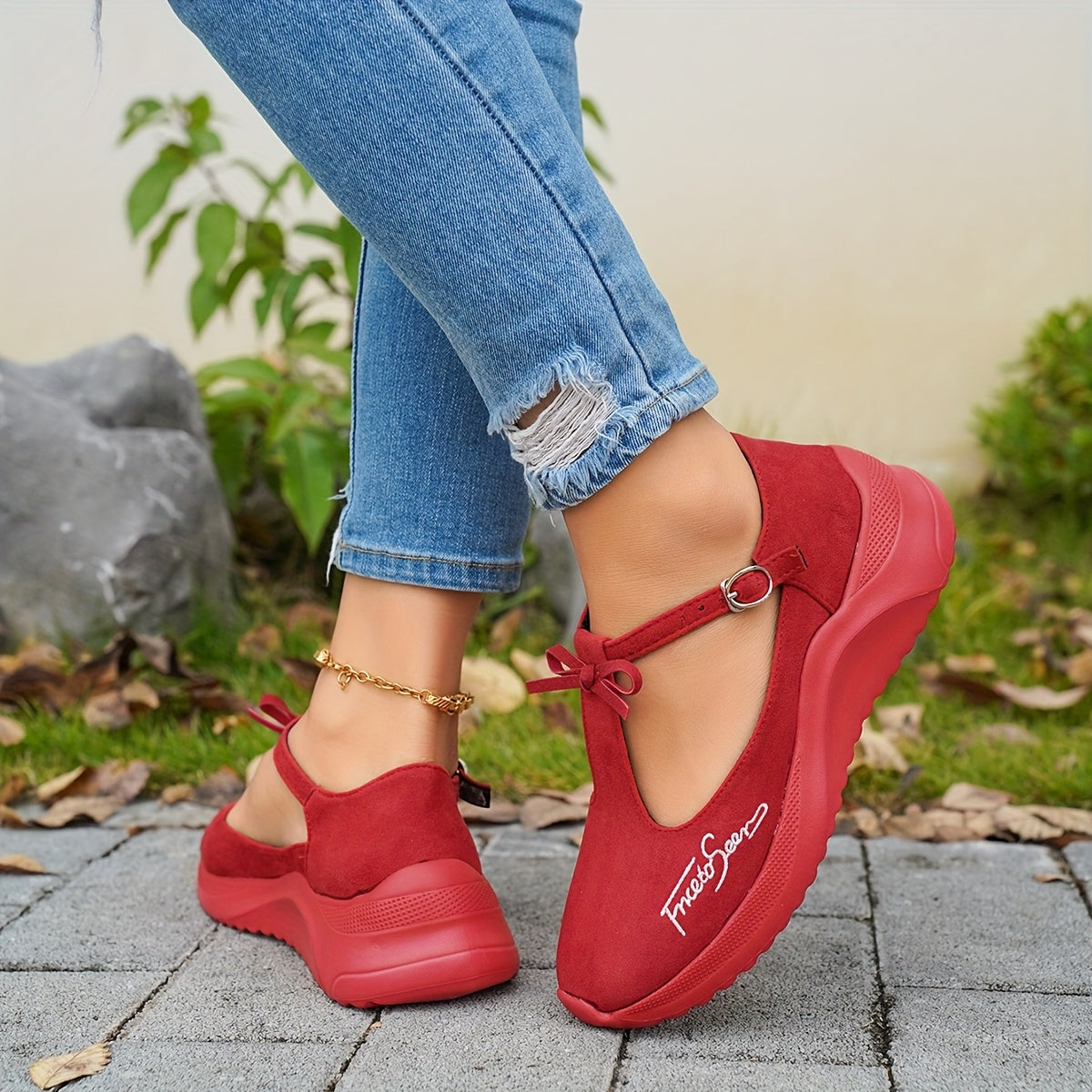 Women's Embroidery Casual Mary Jane Sports Shoes Easy Wear