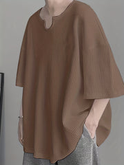 Мужская повседневная текстурированная футболка с V-образным вырезом и опущенными плечами свободного кроя для лета, размеры S-5XL