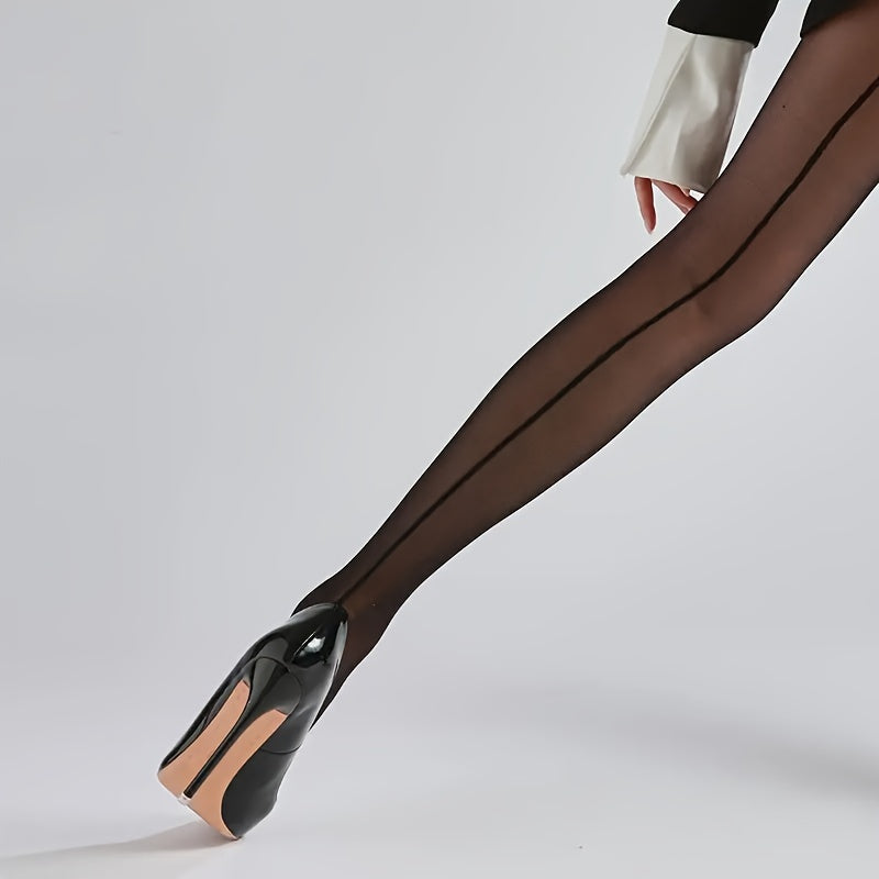 Women's Backseam Pattern Tights Slim Fit Pantyhose Stockings Hosiery