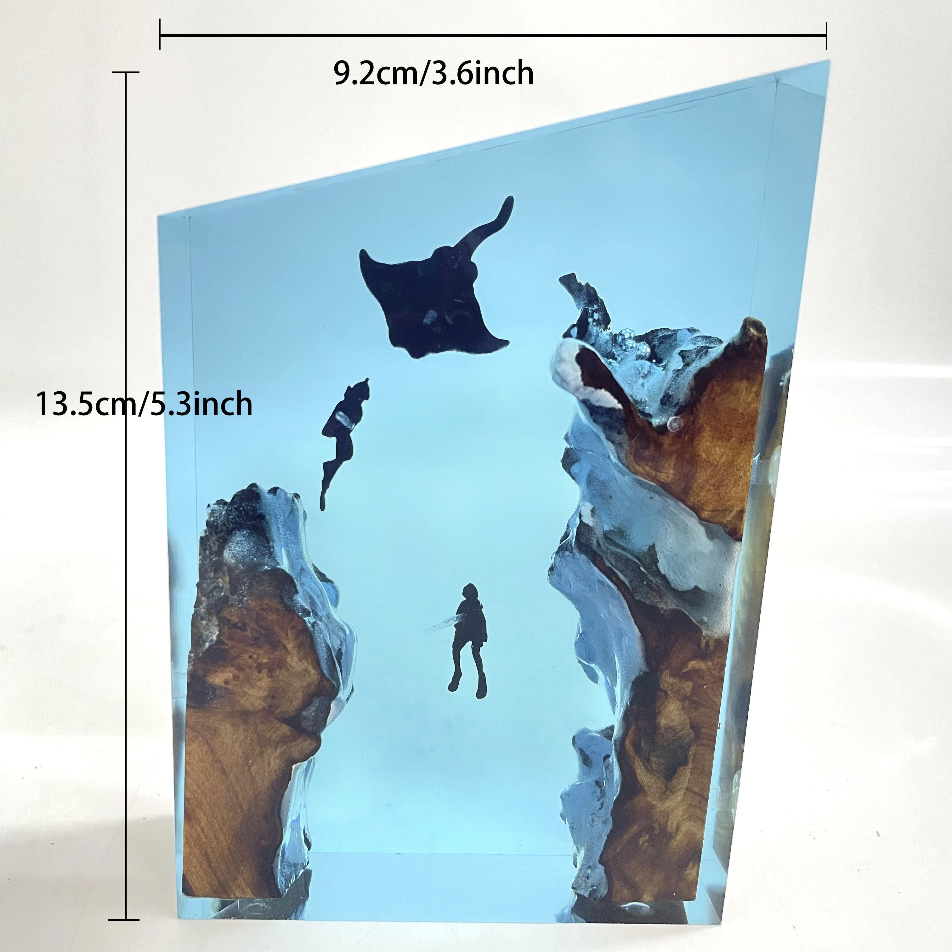 LED Resin Decor Lamp with USB Power Geometric Coral Reef Design Wooden Base