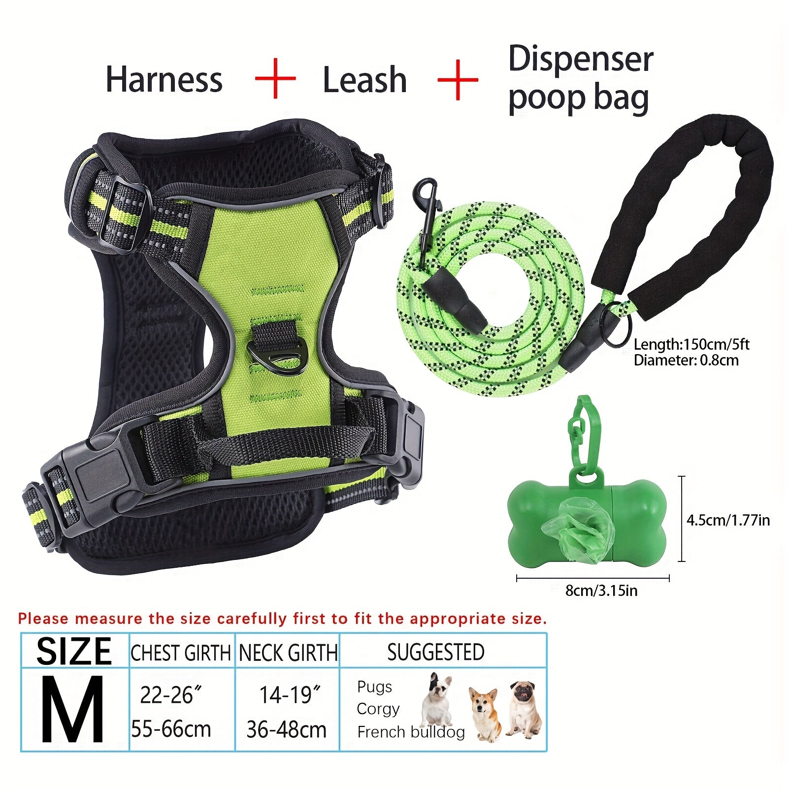 No-Pull Dog Harness and Leash Set with Reflective Features for Medium and Large Dogs