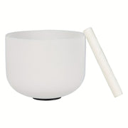 10-Inch White Crystal Music Bowl G Tone with Sheepskin Stick and Rubber Gasket