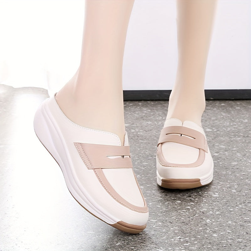 Women's Wedge Mules Platform Slides Open Toe Breathable Vacation