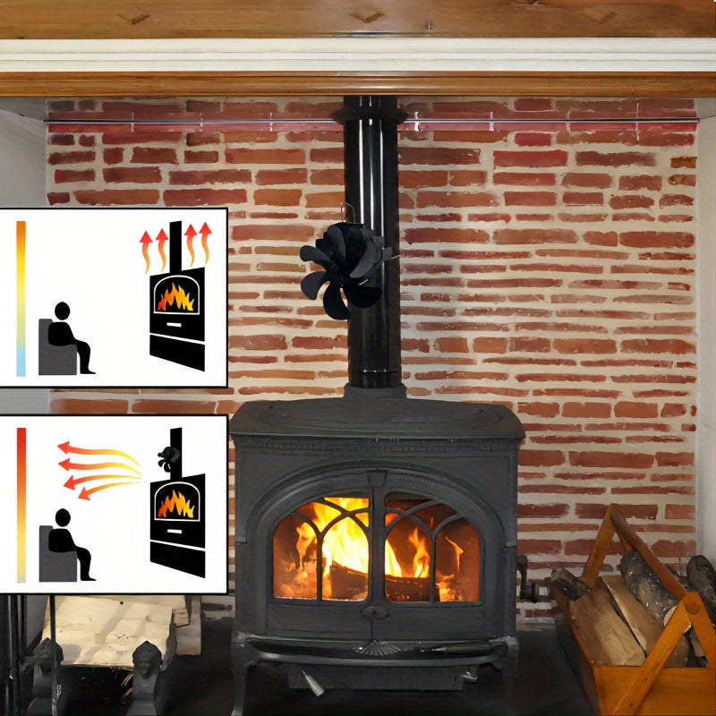 High-Speed 6-Blade Heat Powered Wood Stove Fan for Efficient Heating and Cooling