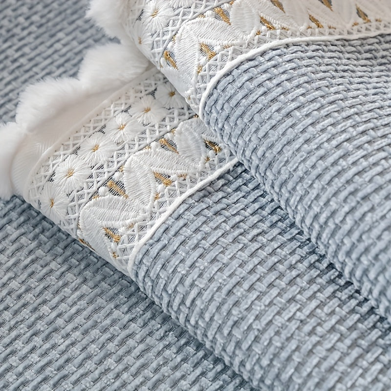 Boho Style Sofa Cover Pet-Friendly Machine Washable Short Plush Anti-Slip Fits Armchair to Sectional