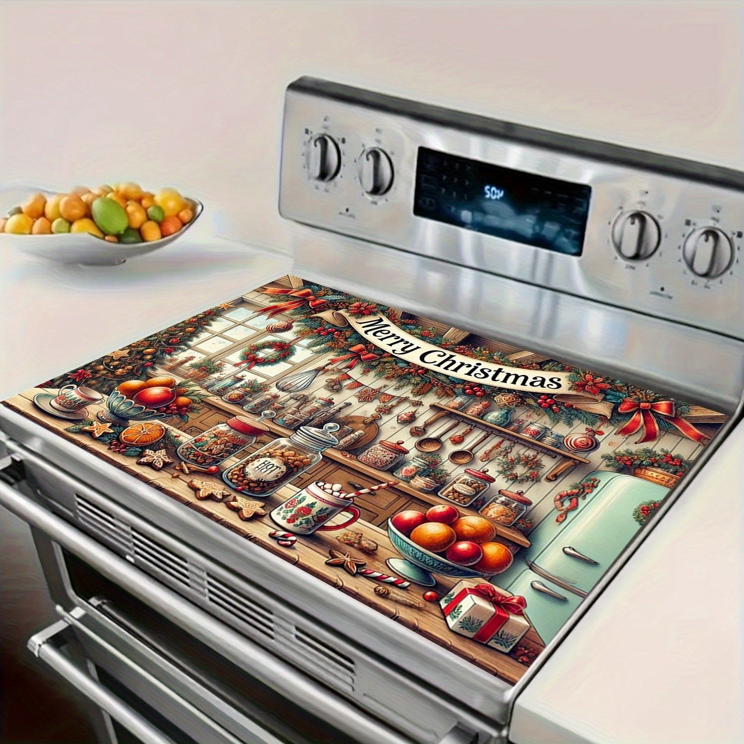 Christmas Snowman Stove Cover Waterproof Anti-Slip Heat Resistant for Electric Glass Cooktops