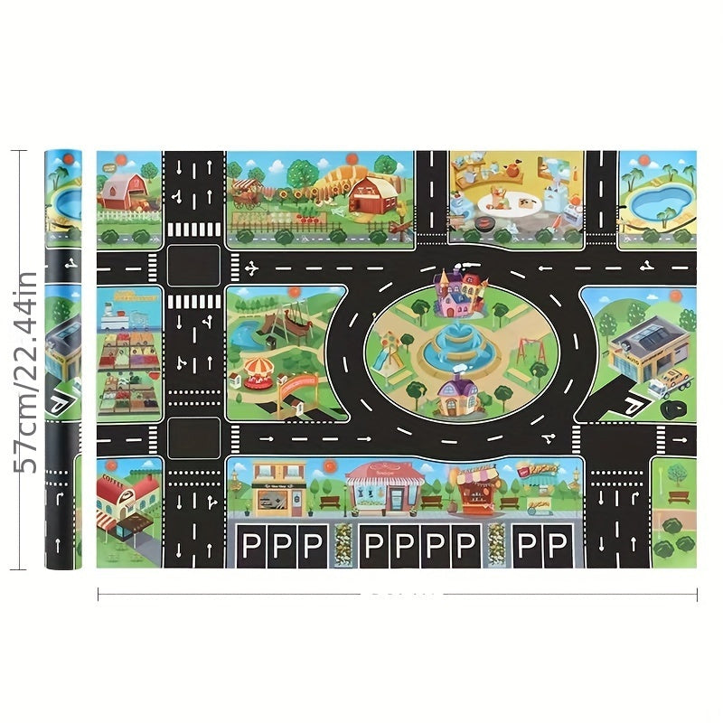 Large Kids Play Mat with Parking Scene Maps Waterproof Play Mat for Ages 3+ in Mixed Color