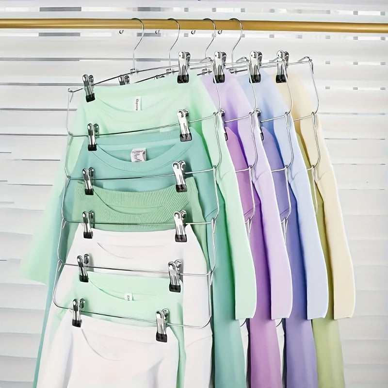 Qora metall yubka tutqichlari, kliplar bilan, 6 qavatli joyni tejovchi shkaf tashkilotchisi, 12 ta to'plam