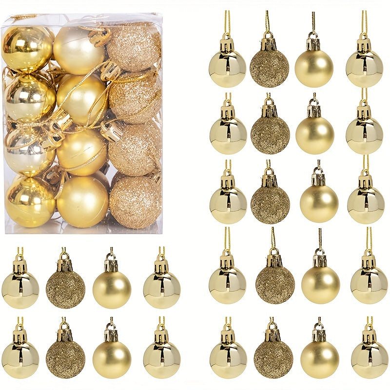 24-Piece Mini Shatterproof Christmas Tree Ornaments for Party Decorations