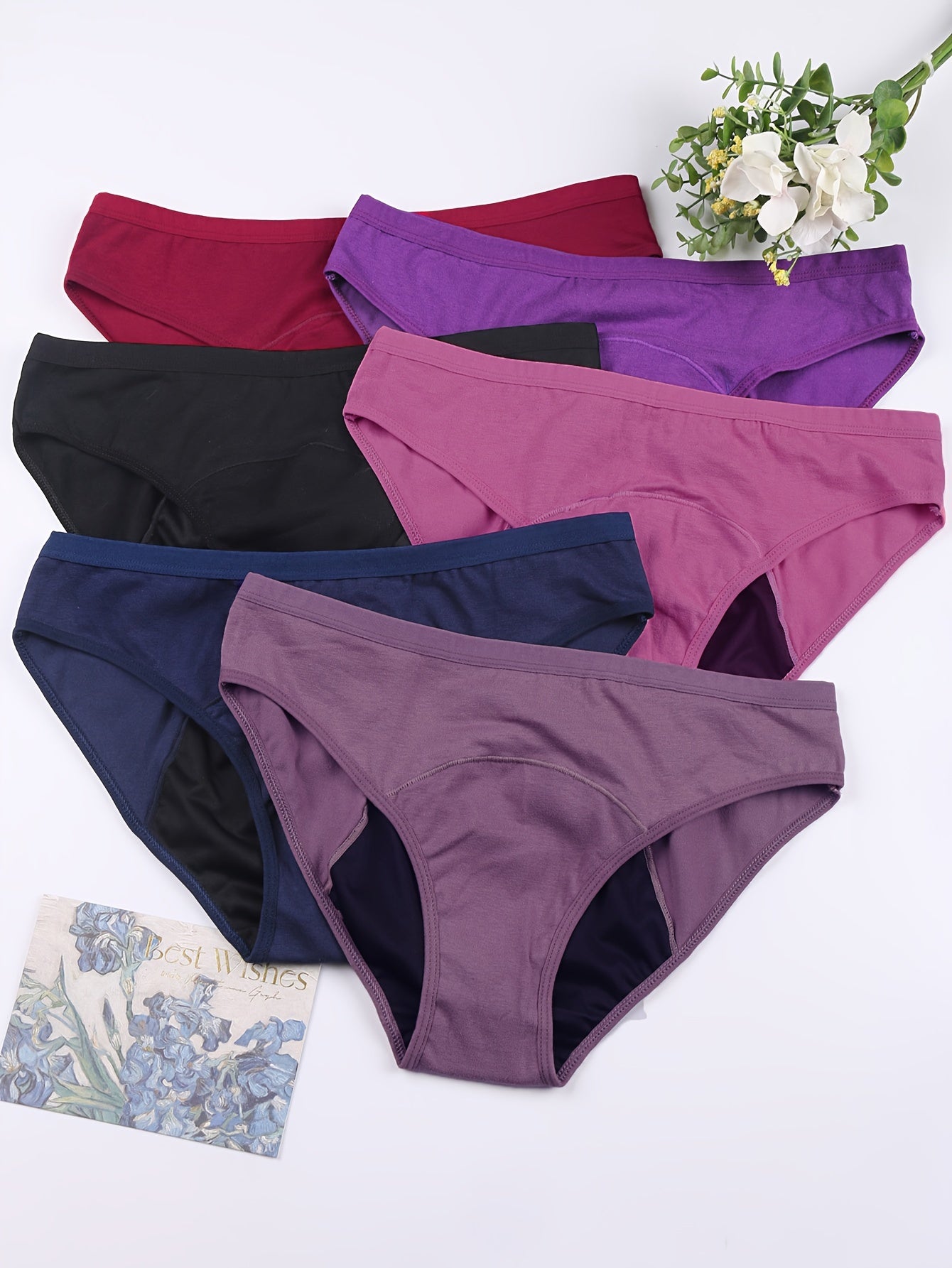 Women's Period Panties Set 6 Pack Full Coverage Leak Protection Assorted Colors