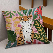 Polyester Pillow Covers Vibrant Pink Green Leopard Print 45x45cm Sofa Bedroom Decor