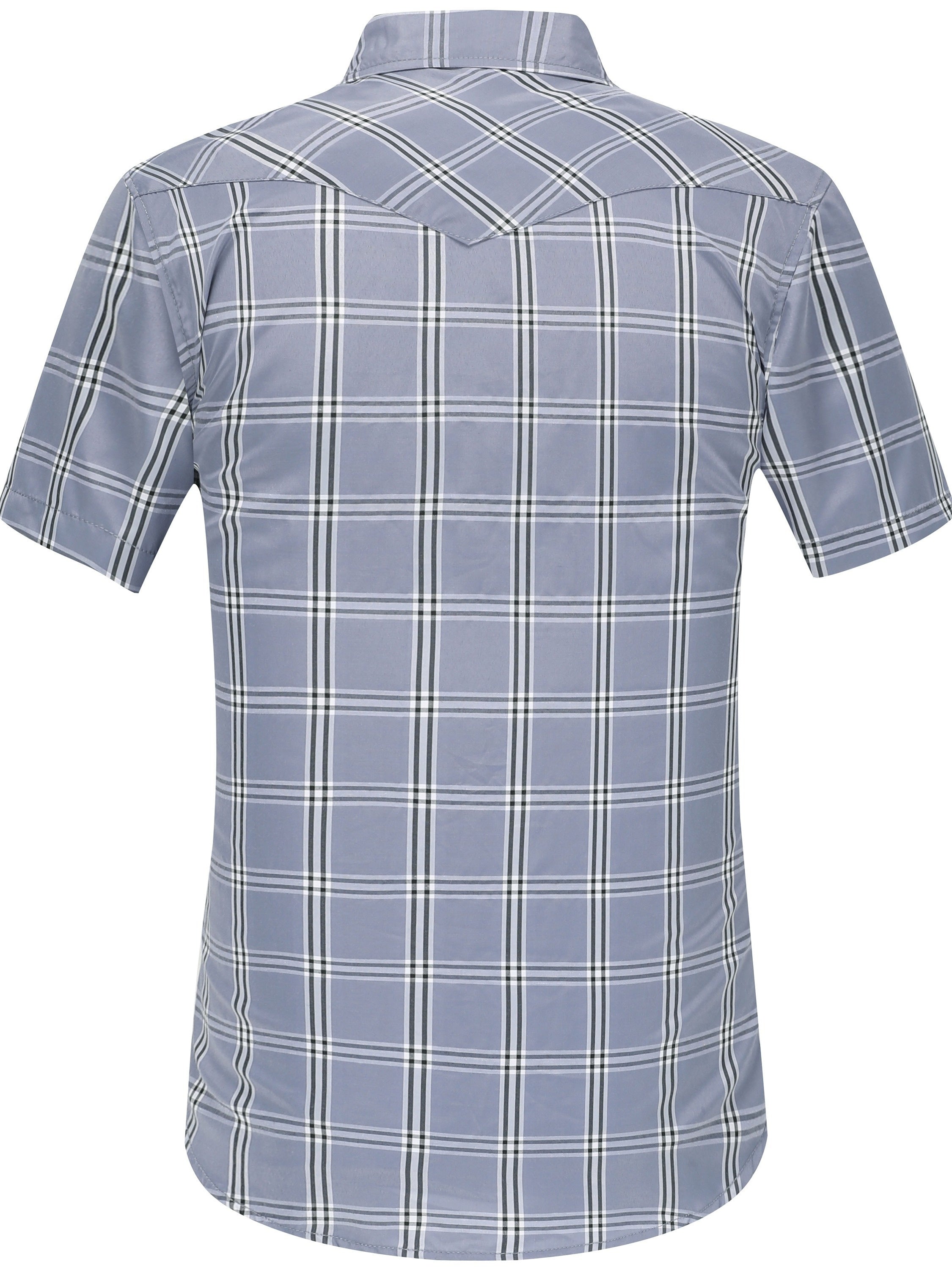 Men's Summer Casual Plaid Shirt Short Sleeve Skinny Fit Polyester Cotton Lightweight