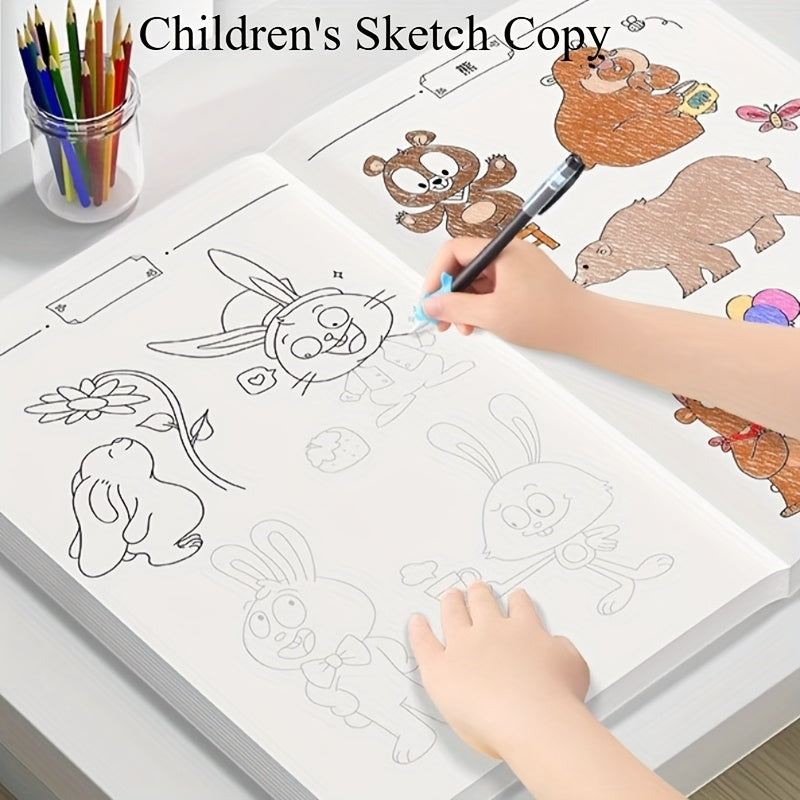 Children's Sketch Book for Kids Ages 3+ with Animal Line Tracing Pages and Mixed Color Paper