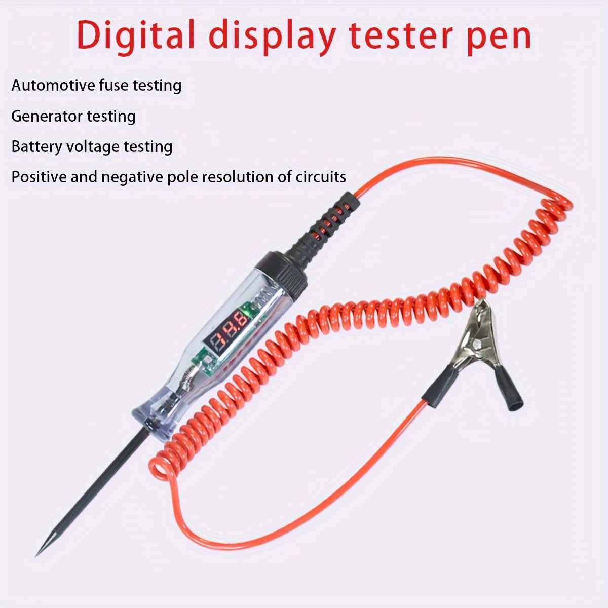 Avtomobil sxemasi tekshirgichi ruchka raqamli kuchlanish o‘lchagichi chiroq proba avtomobil ta'mirlash asbobi