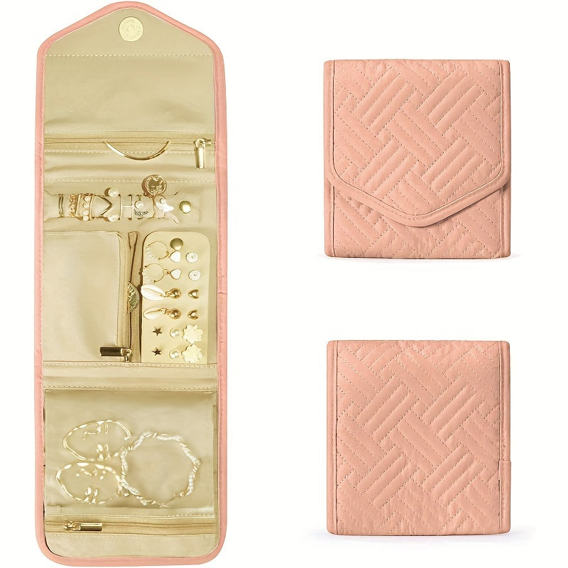 Zargarlik va makiyaj uchun ko'p bo'limli, suv o'tkazmaydigan zamonaviy tashkilotchisi, sayohat va uyda saqlash uchun ideal. Pushti, qora va cyan ranglarda mavjud. Mustahkam polyester materialidan tayyorlangan.