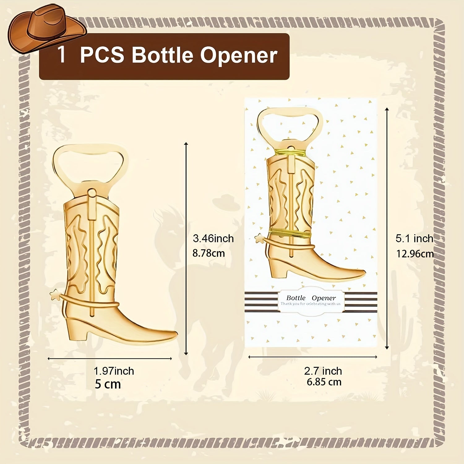 Cowboy Boot Shaped Bottle Opener Pack of 20 or 40 Bar and Wedding Favors