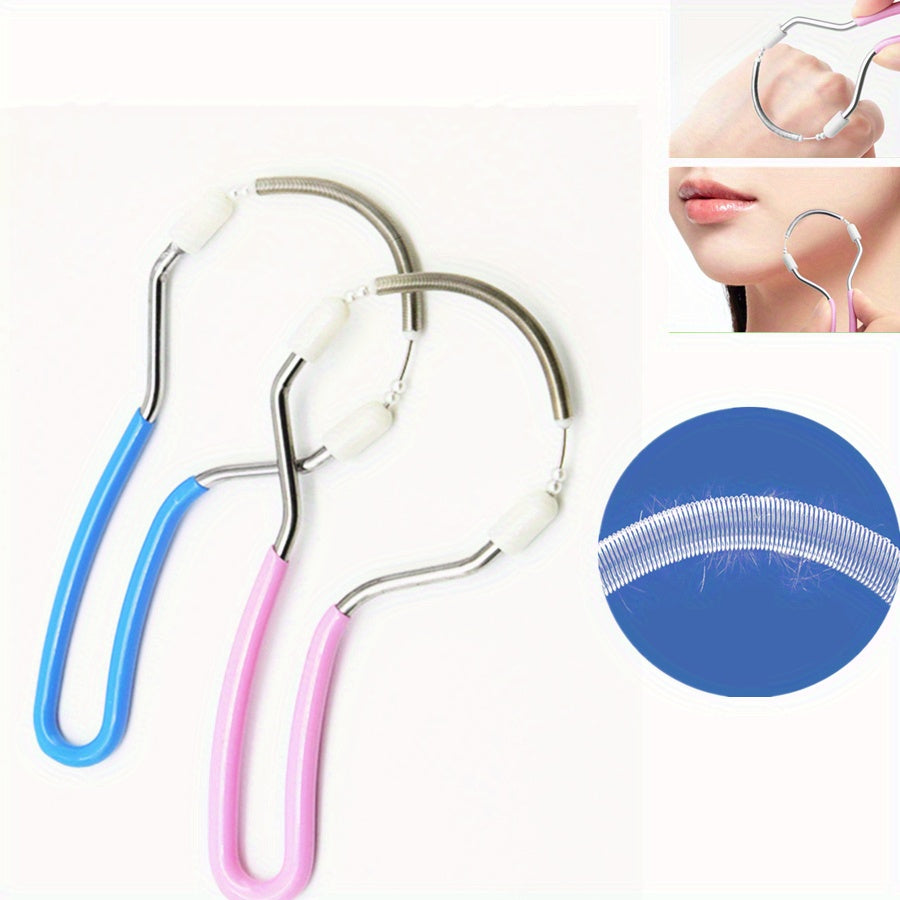 Herramientas manuales para eliminación de vello facial de primavera para mujer, 2 piezas, barbilla, labio, cuello