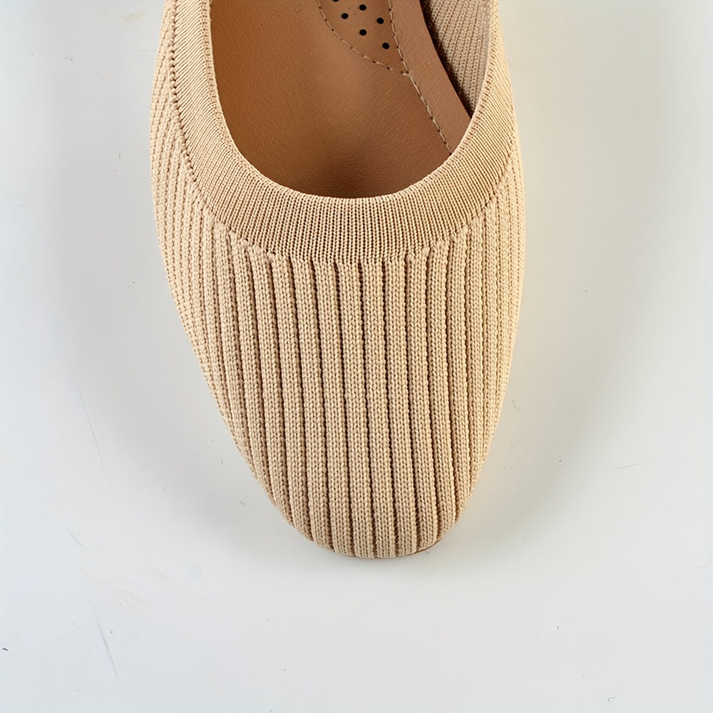 Women's Slip-On Ballet Flats Breathable Knit Black Lightweight Comfort