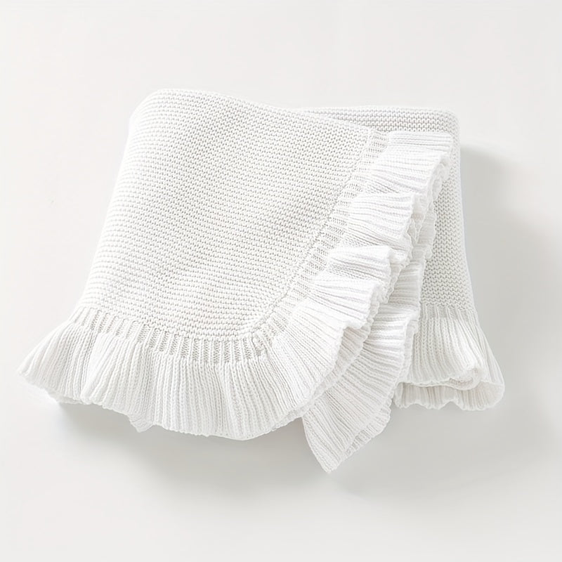 Infant Stroller Blanket Quilt with Lotus Leaf Edge for Toddlers