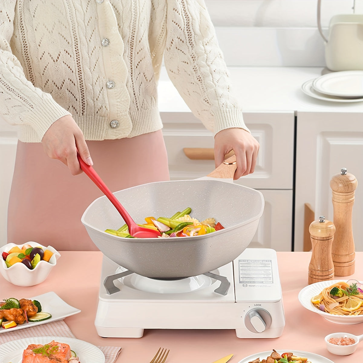 30cm Qotishma Alyuminiy Non-Stick Qovurilgan Qozon, Katta Hajmli, Mashina Yuvishga Yaroqli