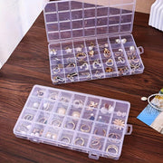 28-Grid Transparent Jewelry Organizer Box with Drawers for Crafts and Storage
